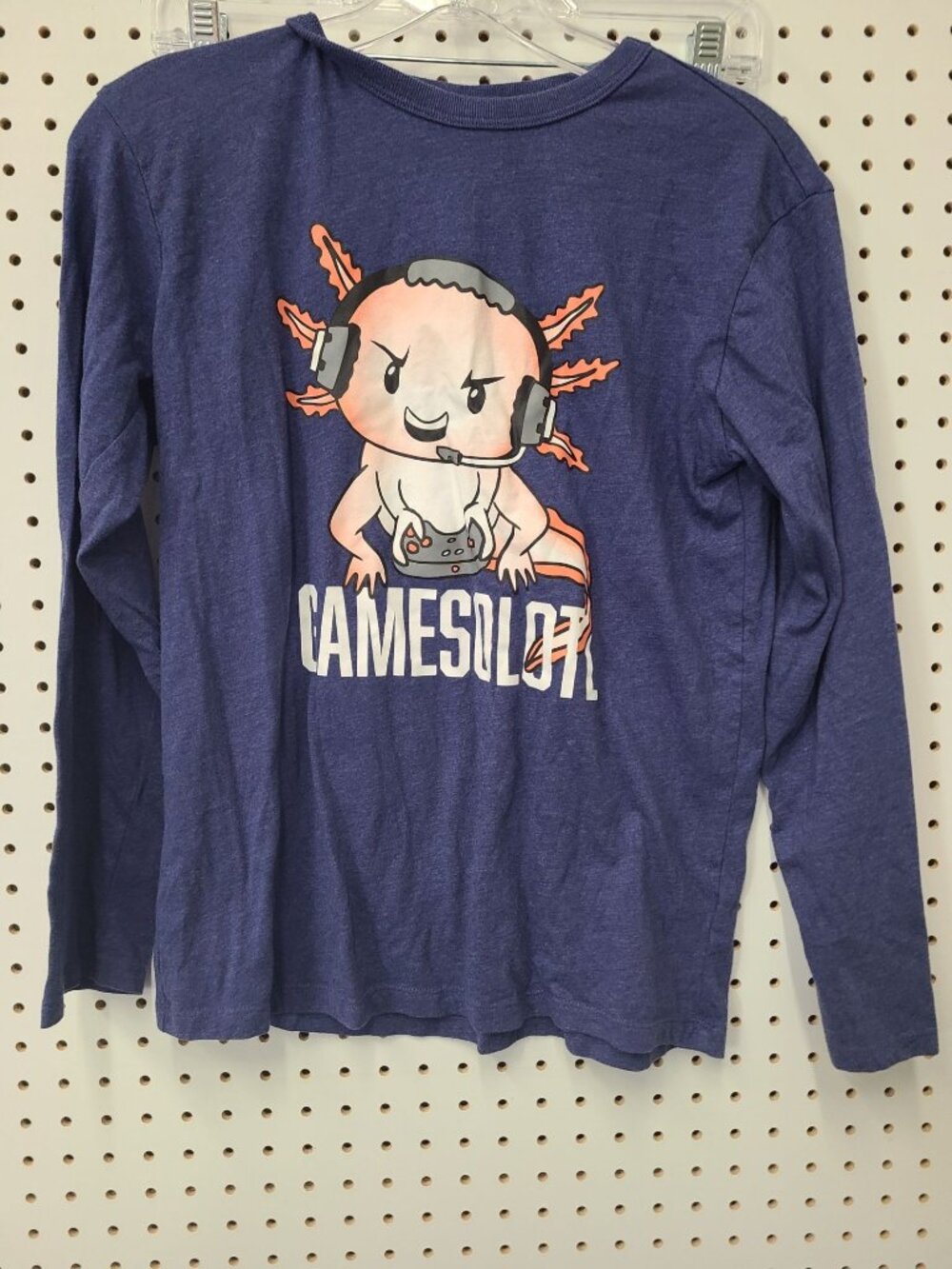 Gamesolo Long-Sleeve Graphic Tee For Kids XL Heather Blue Fun Gaming Shirt